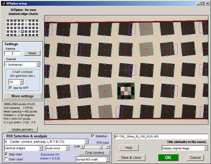 SFR parameters & setup window